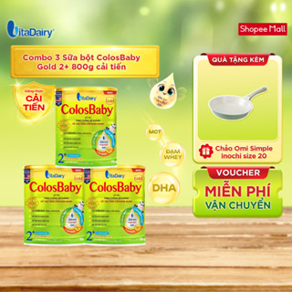 Combo 3 Sữa bột  ColosBaby Gold 2+ 800g  (Cải tiến), vị thanh nhạt, có chứa sữa non, tăng cường đề kháng - Vitadairy