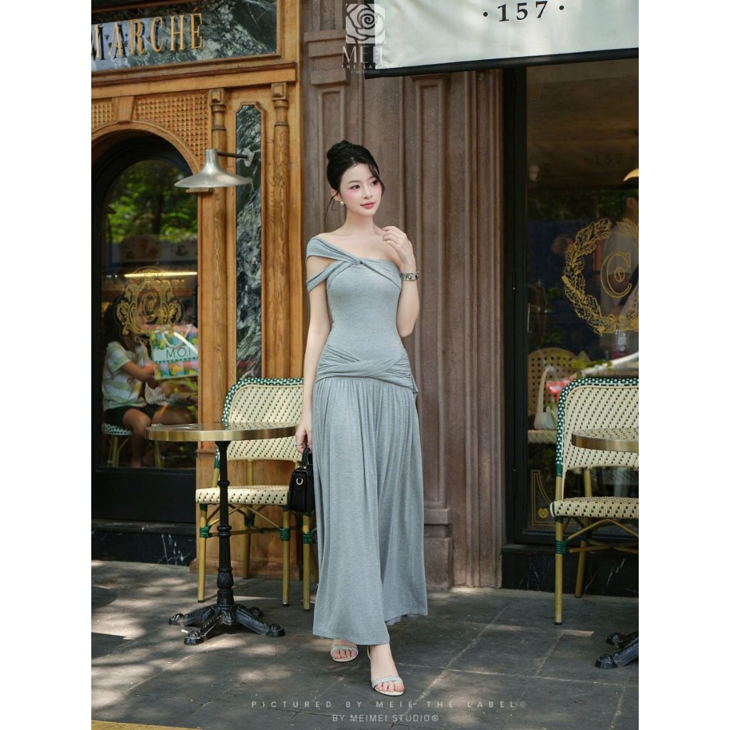 Váy thun lệch vai xoắn eo MeiMei