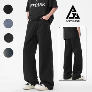 Quần jean nam ANYOUNG quần jean nam ống suông cạp cao chất bò không nhăn không phai màu hot2025 QD04