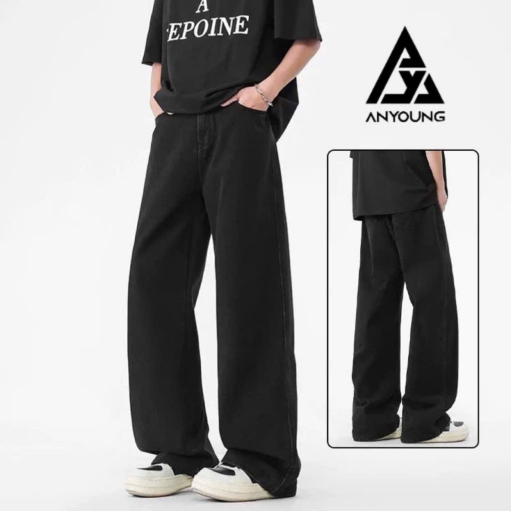 Quần jean nam ANYOUNG quần jean nam ống suông cạp cao chất bò không nhăn không phai màu hot2025 QD04 | BigBuy360 - bigbuy360.vn