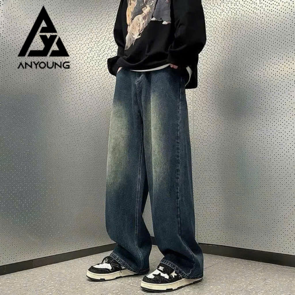 Quần jean nam ANYOUNG quần jean nam ống suông cạp cao chất bò không nhăn không phai màu hot2025 QD04 | BigBuy360 - bigbuy360.vn