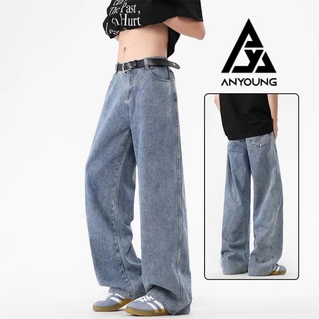 Quần jean nam ANYOUNG quần jean nam ống suông cạp cao chất bò không nhăn không phai màu hot2025 QD04 | BigBuy360 - bigbuy360.vn