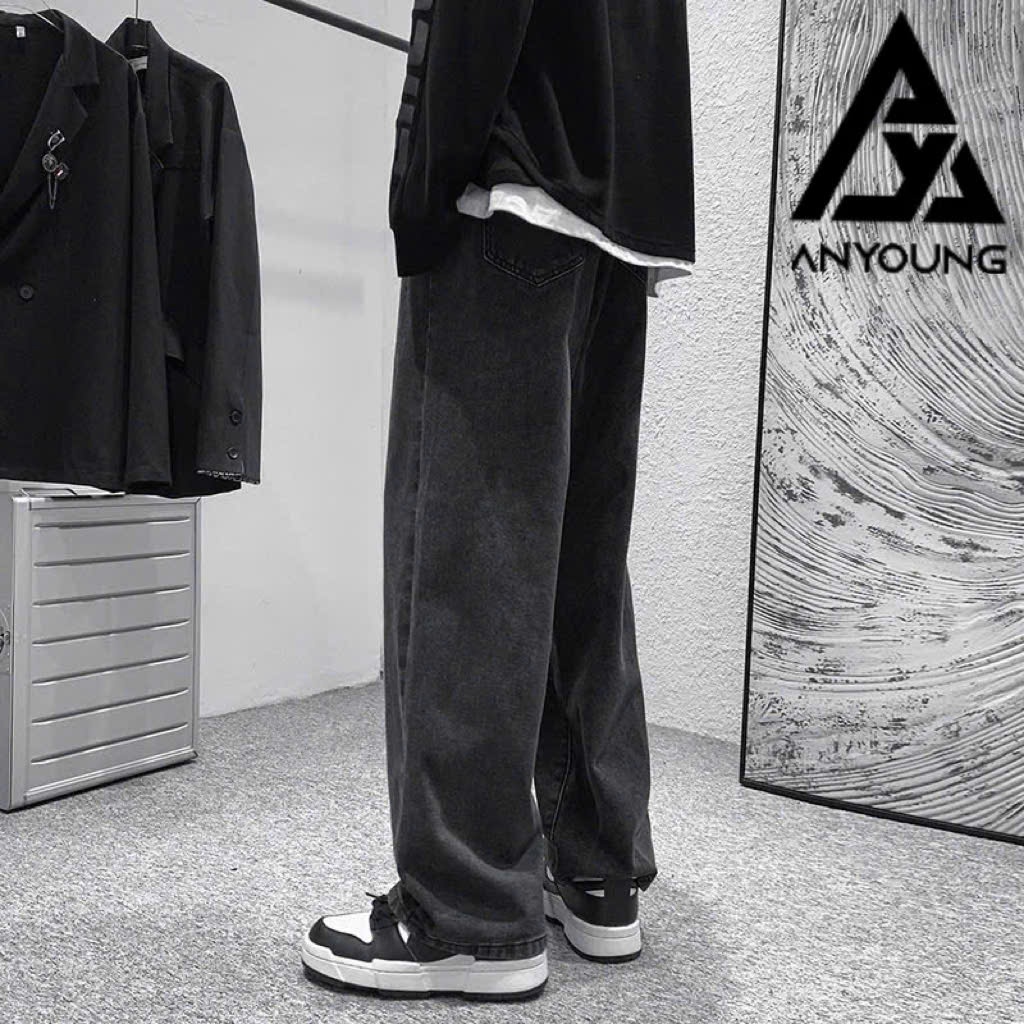 Quần jean nam ANYOUNG quần jean nam ống suông cạp cao chất bò không nhăn không phai màu hot2025 QD04 | BigBuy360 - bigbuy360.vn