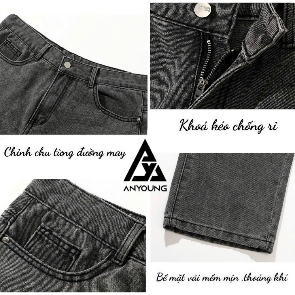 Quần jean nam ANYOUNG quần jean nam ống suông cạp cao chất bò không nhăn không phai màu hot2025 QD04 | BigBuy360 - bigbuy360.vn