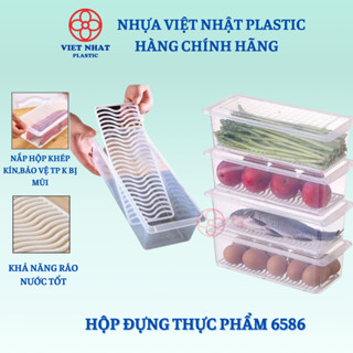  combo 10 Hộp đựng thực phẩm 6586 có nắp đậy kèm khay ráo nước chất liện nhựa thực phẩm. 