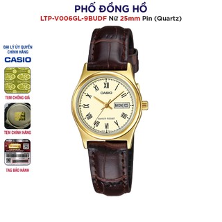 Đồng hồ nữ dây da casio chính hãng anh khuê ltp-v006gl-9budf