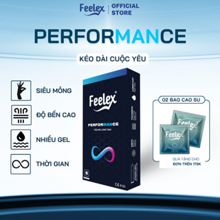 Bao cao su Feelex Performance kéo dài thời gian, nhiều gel bôi trơn - Hộp 10 Chiếc
