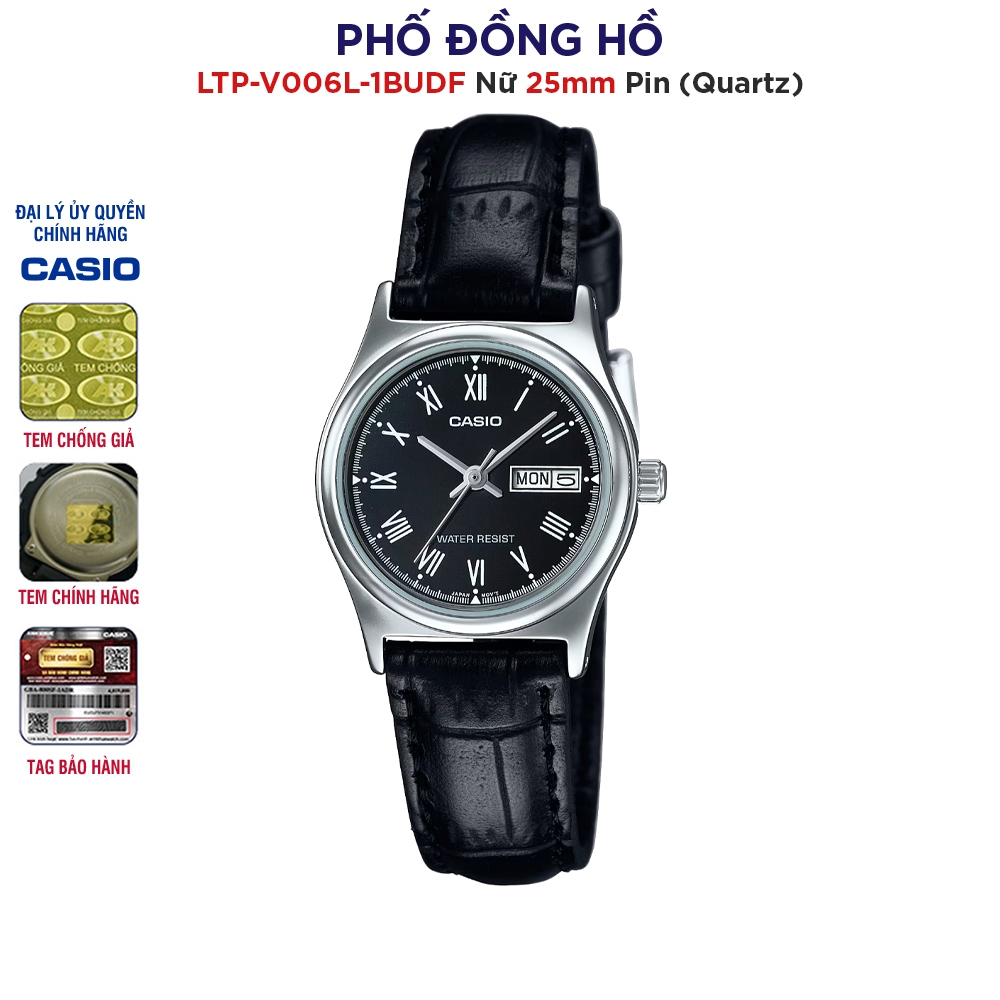 Đồng hồ nữ dây da Casio chính hãng Anh Khuê LTP-V006L-1BUDF