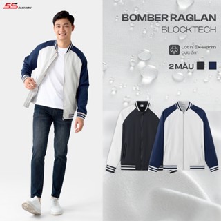 Áo Khoác Bomber Lót Nỉ Nam 5S FASHION Ấm Áp, Tay Raglan Khỏe Khoắn, Bo Phối Dệt Kẻ Trẻ Trung (01-AKB24060)
