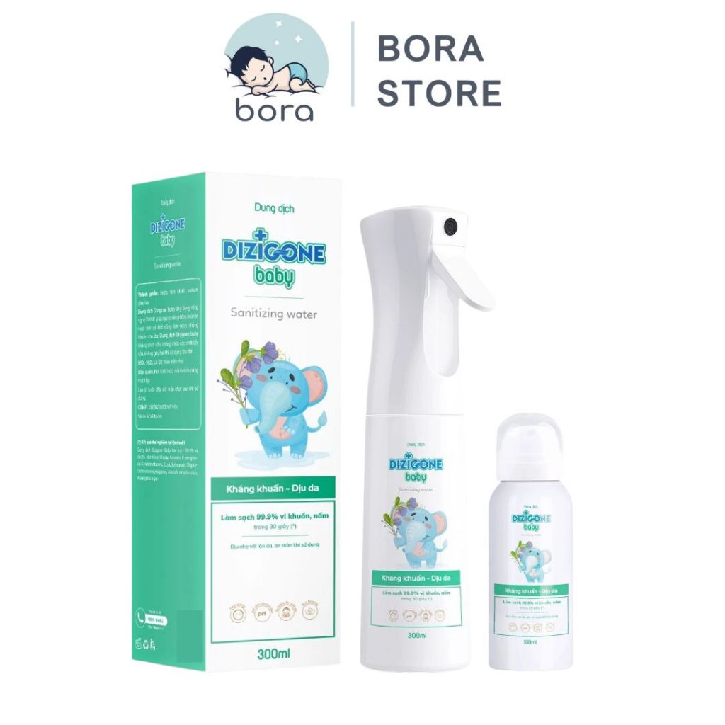 Xịt kháng khuẩn Dizigone Baby vệ sinh đồ chơi, bình sữa, núm ti giả an toàn cho bé 100ml/ 300ml