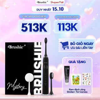 [GIÁ 545K TẠI LIVE Shop] Bàn chải điện Brushie Ultra Plus làm sạch x10 lần, tích hợp đầu rửa mặt 2in1 tiện lợi