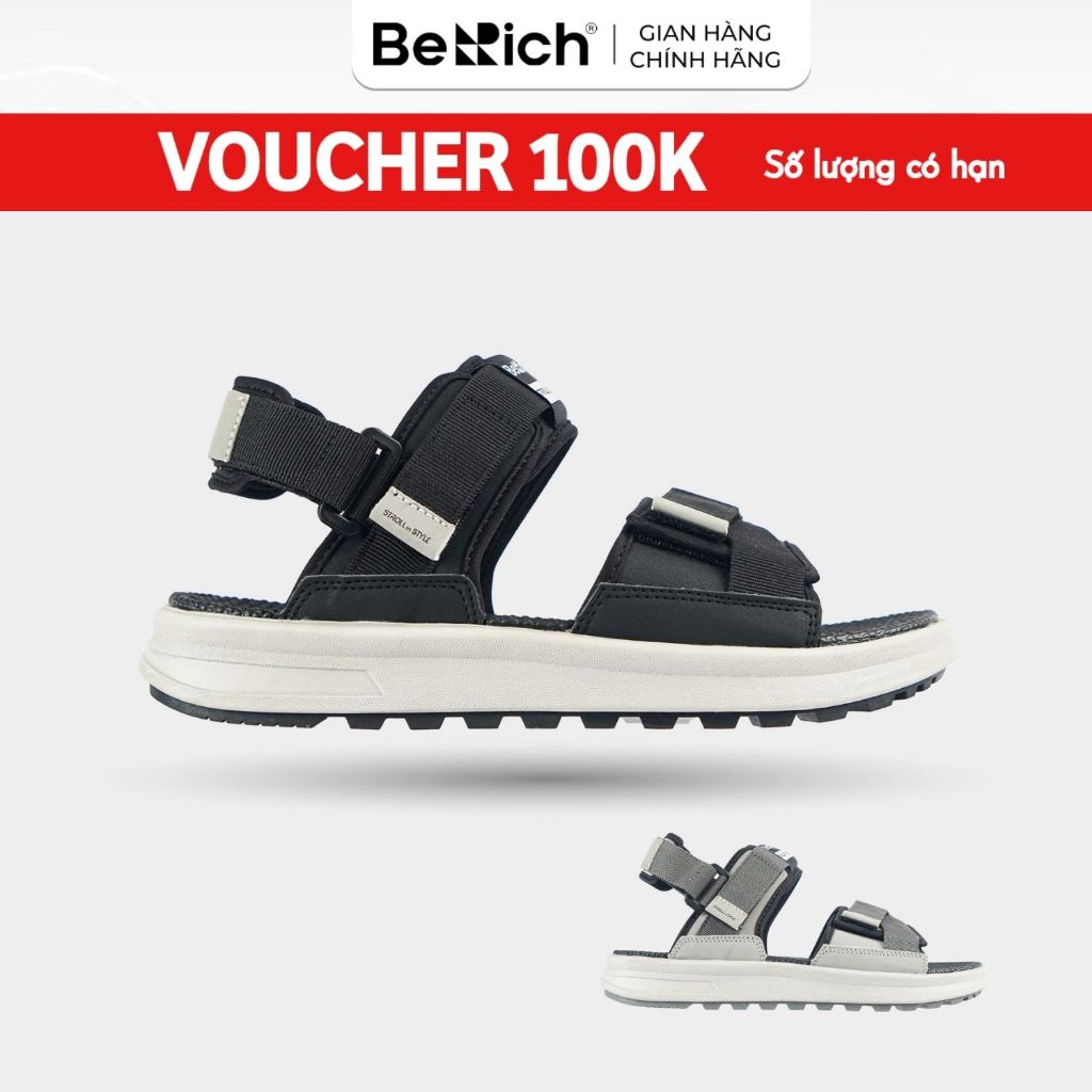Giày Sandal Berich Nam Nữ Đi Học 2 Quai Ngang Chống Trơn Trượt Êm Bền BE219
