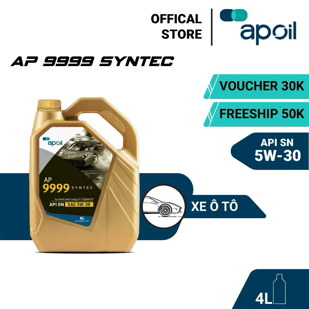 Dầu nhớt ô tô cao cấp AP OIL - AP 9999 SYNTEC 5W30 - Dung tích 4L