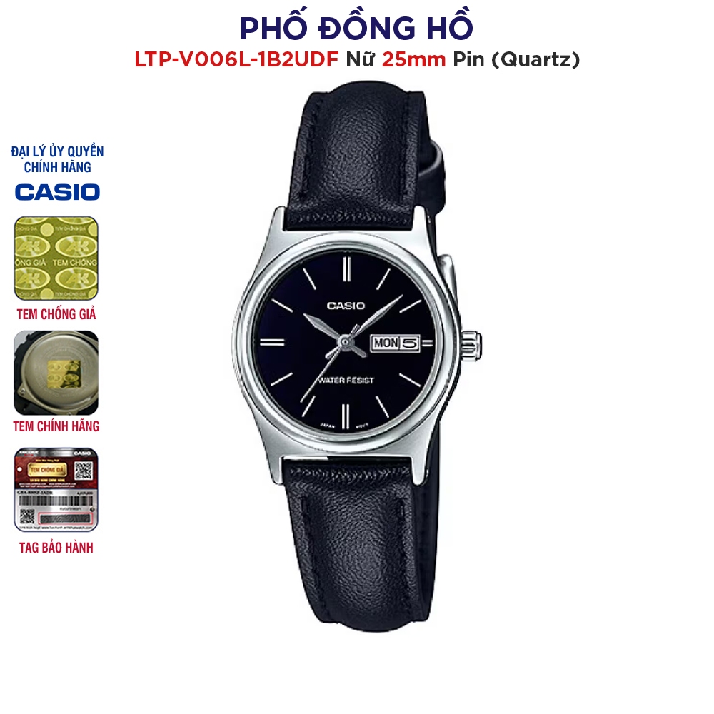 Đồng hồ nữ dây da Casio Anh Khuê LTP-V006L-1B2UDF chính hãng