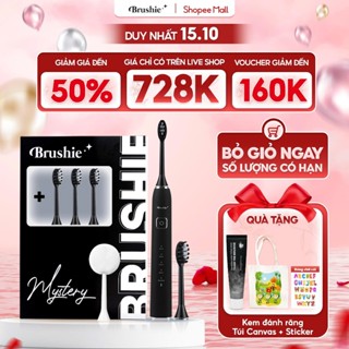 Combo Bàn chải điện Brushie Ultra Plus và set 3 đầu bàn chải tiết kiệm, công nghệ sóng âm làm sạch mảng bám