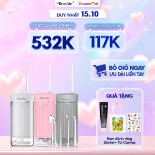 [GIÁ 586K TẠI LIVE SHOP] Tăm nước Brushie Sonic mini gấp gọn tiện lợi, sử dụng được cho người niềng răng flossie