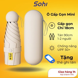 Ô gấp gọn mini OD007, dù che mưa mini chống tia UV, màu pastel xinh xắn kèm hộp đựng nhỏ gọn tiện lợi