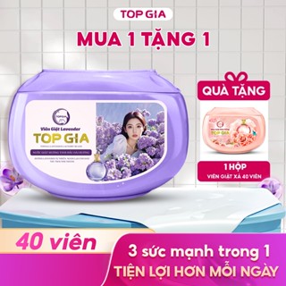 Hộp viên giặt xả TOPGIA mua hương lavender tặng hương hoa hồng dịu nhẹ, giặt sạch, tiết kiệm