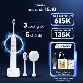 [GIÁ 654K TẠI LIVE SHOP]  Bàn chải điện Brushie Promax phiên bản nâng cấp 2025, 15 chế độ làm sạch chuyên biệt