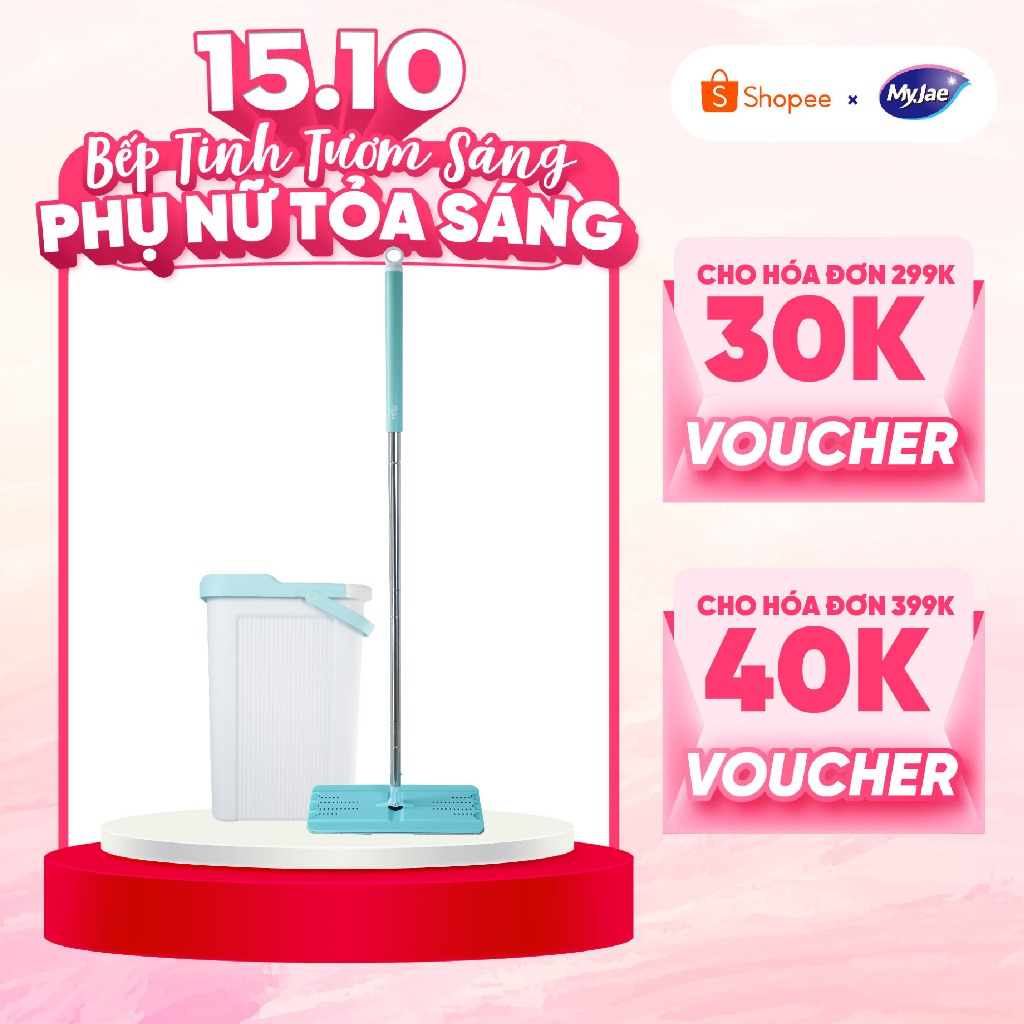 Bộ lau nhà MyJae thông minh Maxi 360 độ sợi Fiber lau sạch nhanh khô độ dài 125cm Bền Sạch