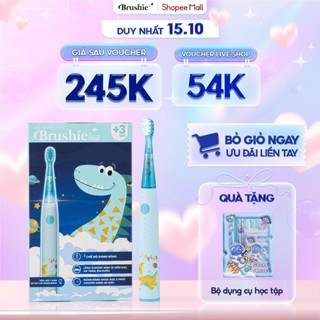[GIÁ 247K TẠI LIVE SHOP] Bàn chải điện Brushie Kidss đầu lông bàn chải mềm mượt, 3 chế độ làm sạch răng hiệu quả