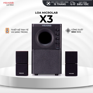 Loa Vi Tính Bluetooth Bass Cực Mạnh MICROLAB X3/X3BT 2.1, Công Suất 98W, Kết Nối Dây 3.5mm - Hàng Chính Hãng