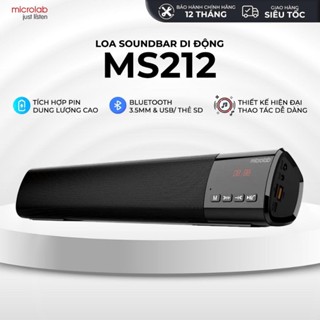 Loa Thanh Bluetooth Di Động MICROLAB MS212, Công Suất 10W, Bluetooth/FM/Thẻ TF/USB/AUX, Pin 1200mAh