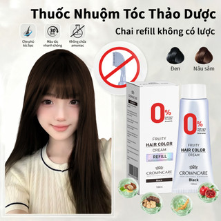  Crowncare Thuốc Nhuộm Tóc Chai Refill Không Kèm Lược Thành Phần Tự Nhiên Che Phủ Tóc Bạc Nhanh Chóng,Thân Thiện Với D 