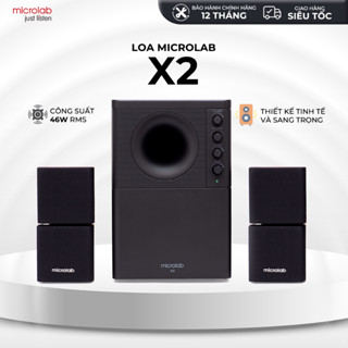 Loa Vi Tính Bluetooth Bass Mạnh MICROLAB X2/X2BT 2.1 Công Suất 46W, Kết Nối Dây 3.5mm - Hàng Chính Hãng