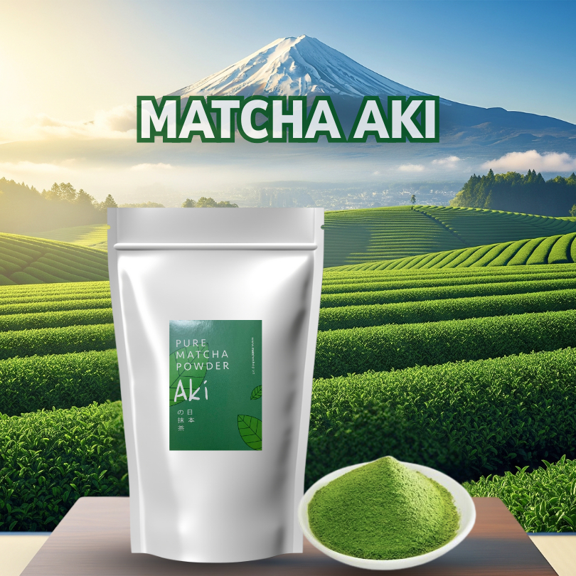 Bột Matcha Aki Nhập Khẩu Nhật Bản, Dùng Pha Chế Đồ Uống, Bánh Kem, Đắp Mặt Nạ Gói Lớn 500G-1Kg