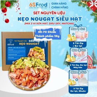 [SIÊU HẠT] Set Làm Kẹo Nougat Thượng Hạng Siêu Hạt 60-70 Chiếc 6SFOOD Mix 3 Vị (Kẹo Hạnh Phúc)