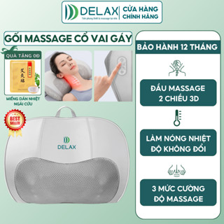 Gối Massage Cổ Vai Gáy DELAX Đầu Massage 3D Hồng Ngoại Đảo Chiều Giúp Giảm Đau Nhức,Máy Mát Xa Đa Năng Toàn Thân GMC01
