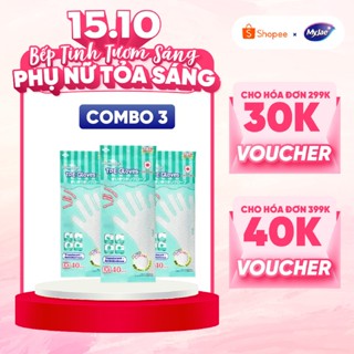 [KOL LIVE14.10]Combo 3 Bịch Găng Tay kháng khuẩn TPE MyJae một lần dùng nấu ăn, rửa chén bát size M (40