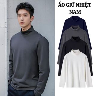 Áo thun giữ nhiệt nam FABUMAN  chất vải cotton cổ cao 3 phân giữ ấm mùa đông màu đen trắng bigsize