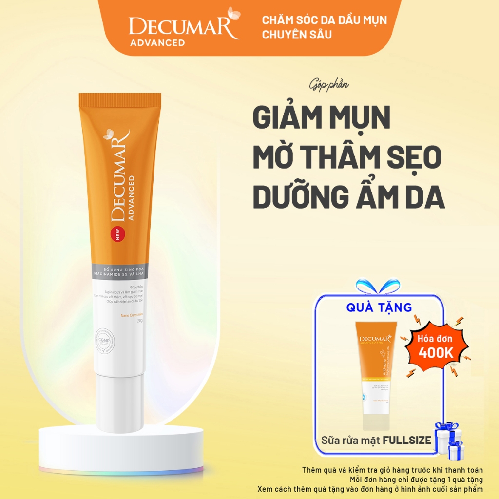 Gel chấm ngừa mụn và thâm Nano Decumar Advanced 20g, thẩm thấu nhanh không kích ứng, hiệu quả tối ưu