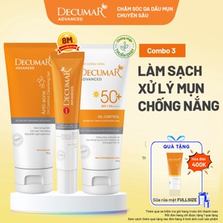 Combo Decumar Advanced gồm 1 Gel ngừa mụn, 01 Gel rửa mặt, 01 kem chống nắng giành cho da mụn - DCA01, DGR01, DAV02