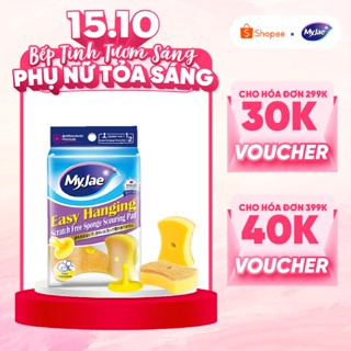 [KOL LIVE 14.10]Miếng bọt biển rửa chén MyJae 2 mặt, mút xốp rửa bát đa năng kèm miếng nhựa hít kê (2miếng/gói
