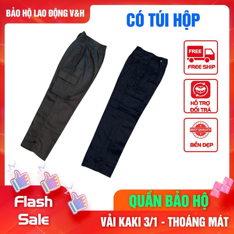 Quần Lẻ Bảo Hộ Lao Động - Có Túi Hộp - Có Cạp Chun, Vải Kaki 3/1 Dày Dặn, Bền Bỉ