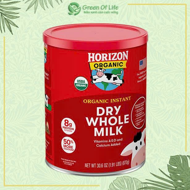 GREENOFLIFE Sữa tươi dạng bột Horizon Organic Dry Whole Milk 870g
