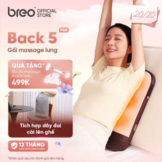 [QUÀ 20/10] Gối Massage Lưng Cao Cấp BREO Back 5 - Massage 3D Đa Điểm Chạy Dọc Lưng Cổ - Chườm Nóng Hồng Ngoại