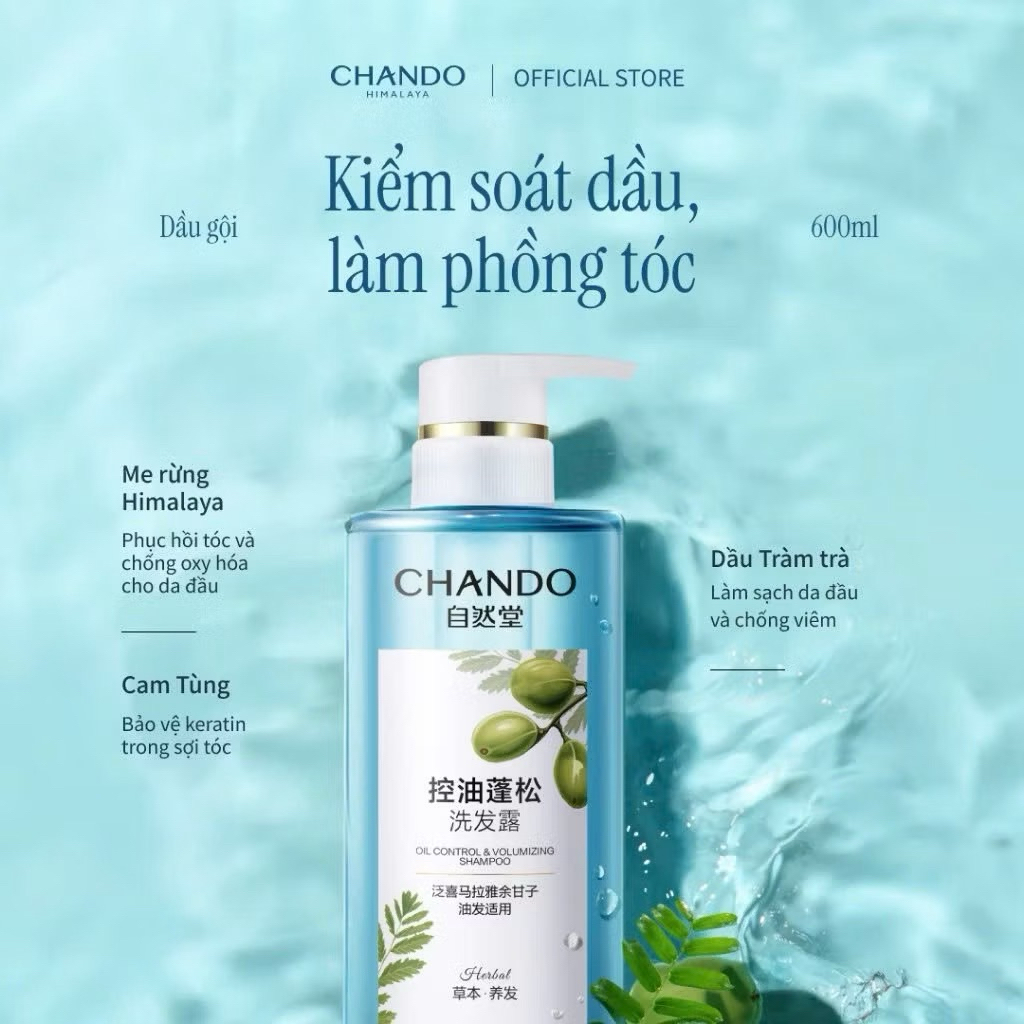 [Chando Himalaya] Dầu gội Hỗ trợ kiểm soát dầu & làm phồng tóc 600g