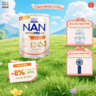 Sữa bột Nestlé NAN INFINIPRO A2 3 800g nhập khẩu Thụy Sĩ với công thức đầu tiên chứa đạm A2, 6HMO & Lợi khuẩn kép