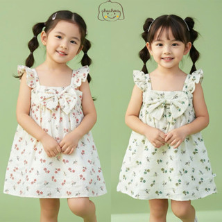 Váy bé gái, đầm bé gái 2 dây cánh tiên vải Đũi xốp dáng BabyDoll dễ thương ChuChoaKids [VBC19]