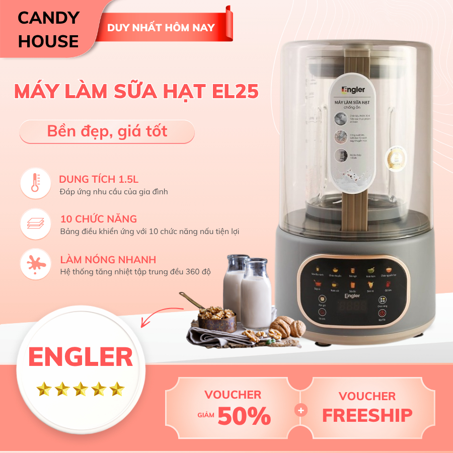 Máy Làm Sữa Hạt Đa Năng Engler EL25 Dung Tích 1.5L 10 Chức Năng Xay Nấu Đa Năng Chống Ồn Hiệu Quả