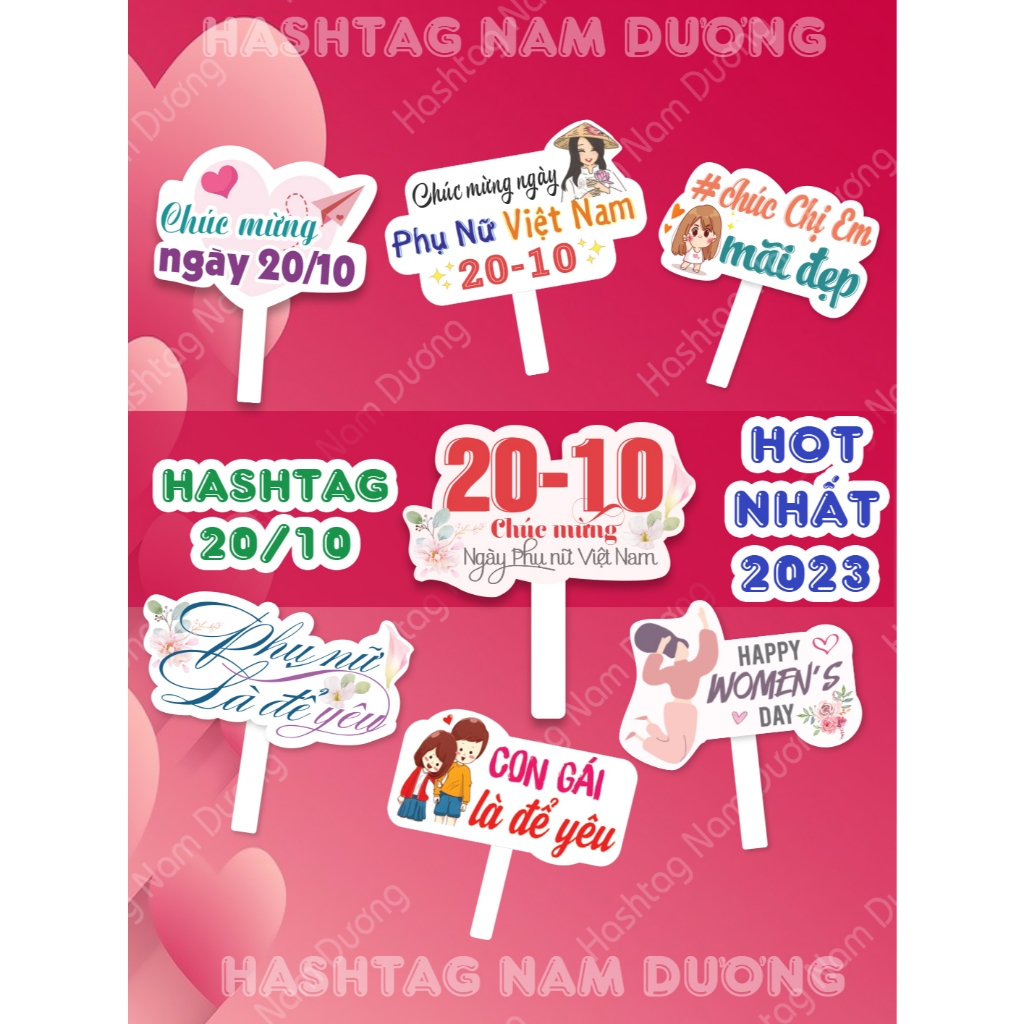 (Ngày lễ,thầy cô giáo 20/11, 8/3, 20/10,...) Hashtag cầm tay, biển cầm tay chụp ảnh, check in siêu h