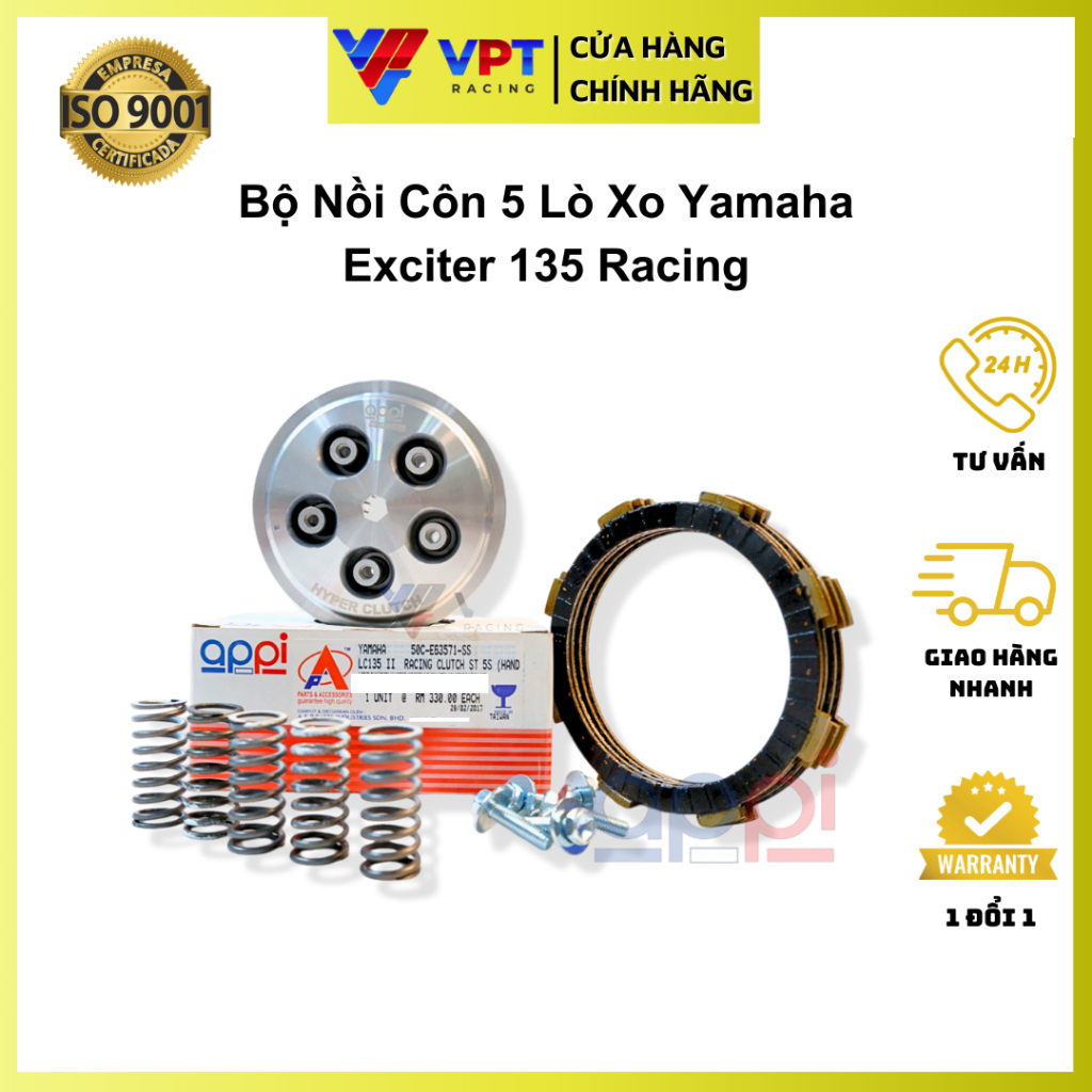 Bộ đế nồi côn EX135 | Đế nồi ampida Exciter 135, LC135 II-2011 5 lò xo chính hãng APPi 50C-E63571-SS