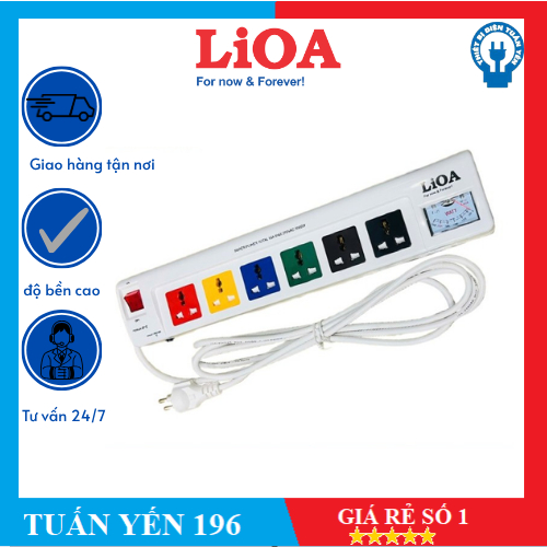 Ổ cắm LiOA  6 lỗ 6OFSSW3-3 super có đồng hồ đo Watt, công suất 3500W - Hàng chính hãng