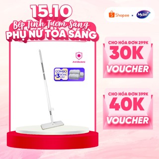 Combo 3 Bông Lau + 1 Cây Lau Nhà MyJae Đài Loan Sợi Microfiber Tự Vắt Kháng Khuẩn Ag+ 120cm