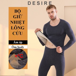  Đồ bộ giữ nhiệt nam lót Len Cashmere cổ tròn ấm áp mùa đông cao cấp siêu nhẹ DGN-02 