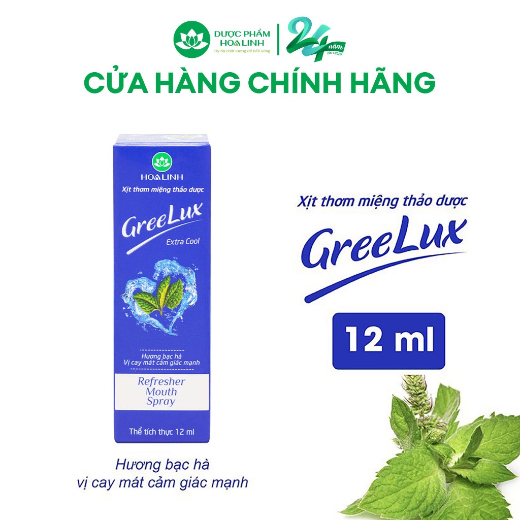 Xịt Thơm Miệng Thảo Dược GreeLux Extra Cool 12ml (vị cay mát cảm giác mạnh)